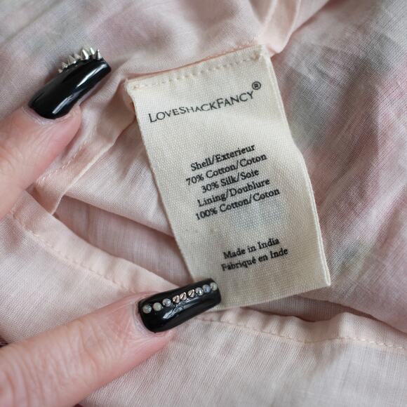 LoveShackFancy Aldina Mini Dress Pink Desert Floral Tiered Crochet SZ XS NWT - Picture 8 of 8